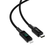 Fonott kábel LED-jelzővel iPhone-hoz MFI USB-C – Lightning 1,2 m 30 W 3 A fekete 2