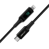 Fonott kábel LED-jelzővel iPhone-hoz MFI USB-C – Lightning 1,2 m 30 W 3 A fekete 3