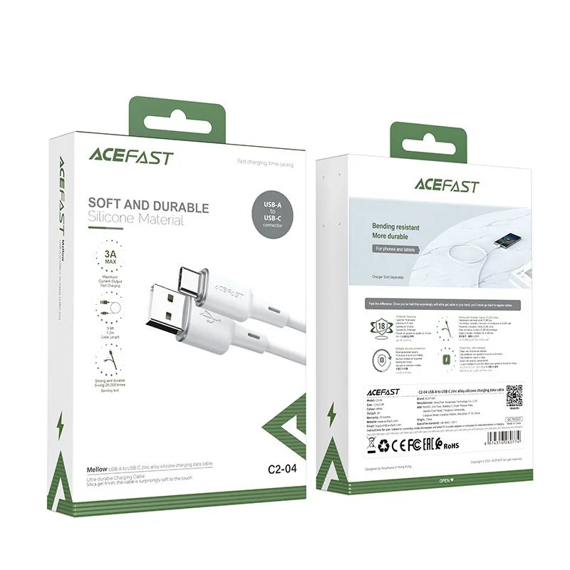 USB to USB-C cable, 3A, 1.2m, white 5