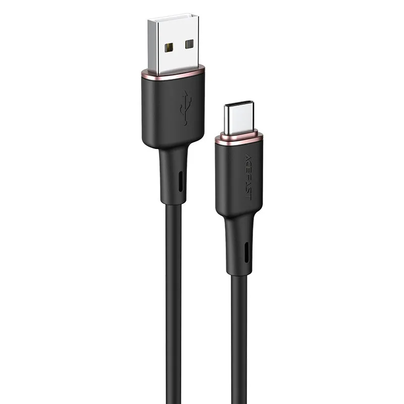 USB–USB-C kábel, 3 A, 1,2 m, fekete