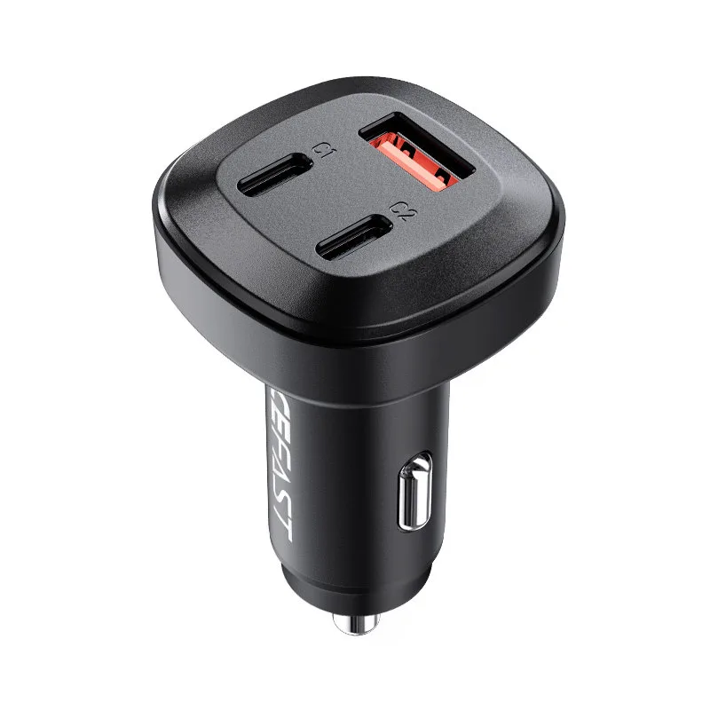 66 W-os autós töltő 2x USB-C USB Power Delivery QC 4.0, fekete