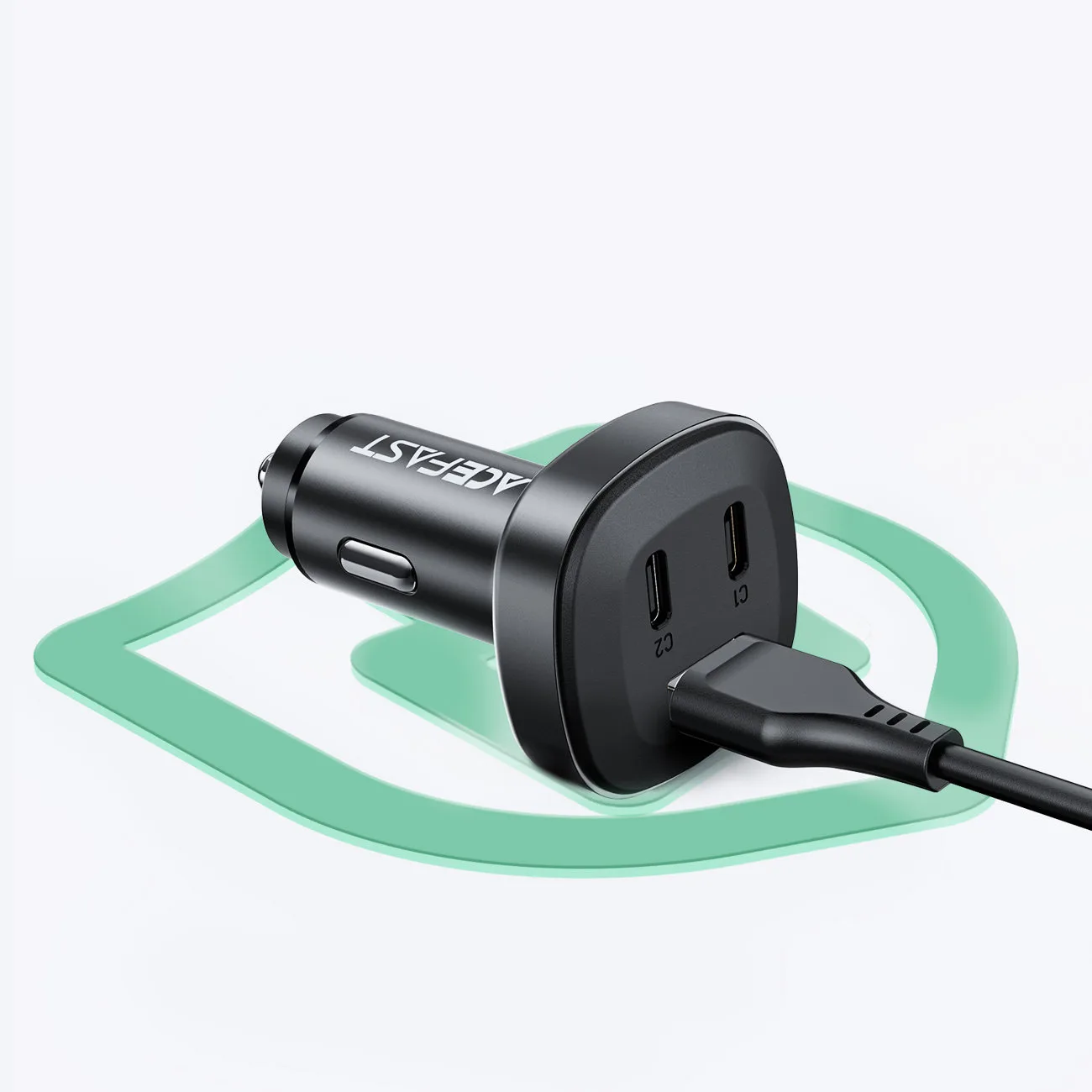 66W automobilski punjač 2x USB-C USB Power Delivery QC 4.0 crni 10