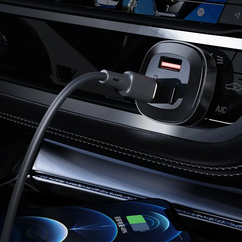 66W automobilski punjač 2x USB-C USB Power Delivery QC 4.0 crni 4