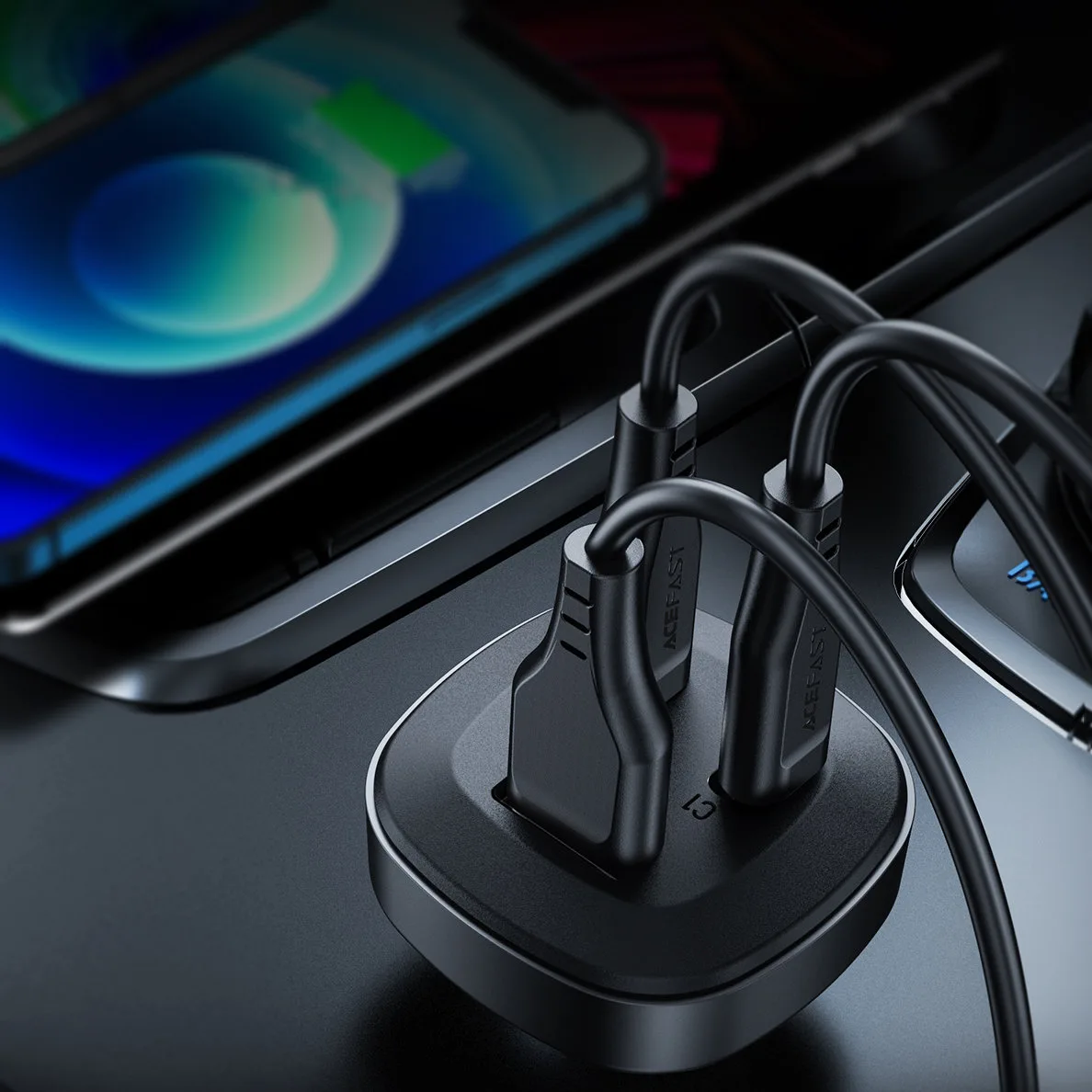 66W automobilski punjač 2x USB-C USB Power Delivery QC 4.0 crni 9