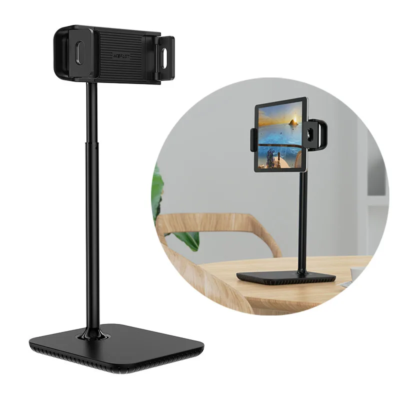 Teleszkópos asztali állvány telefonhoz és táblagéphez, 135–230 mm széles, fekete