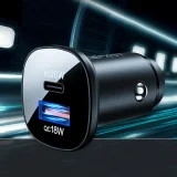 38 W USB-C USB Power Delivery QC 3.0 nabíjačka do auta, čierna 11