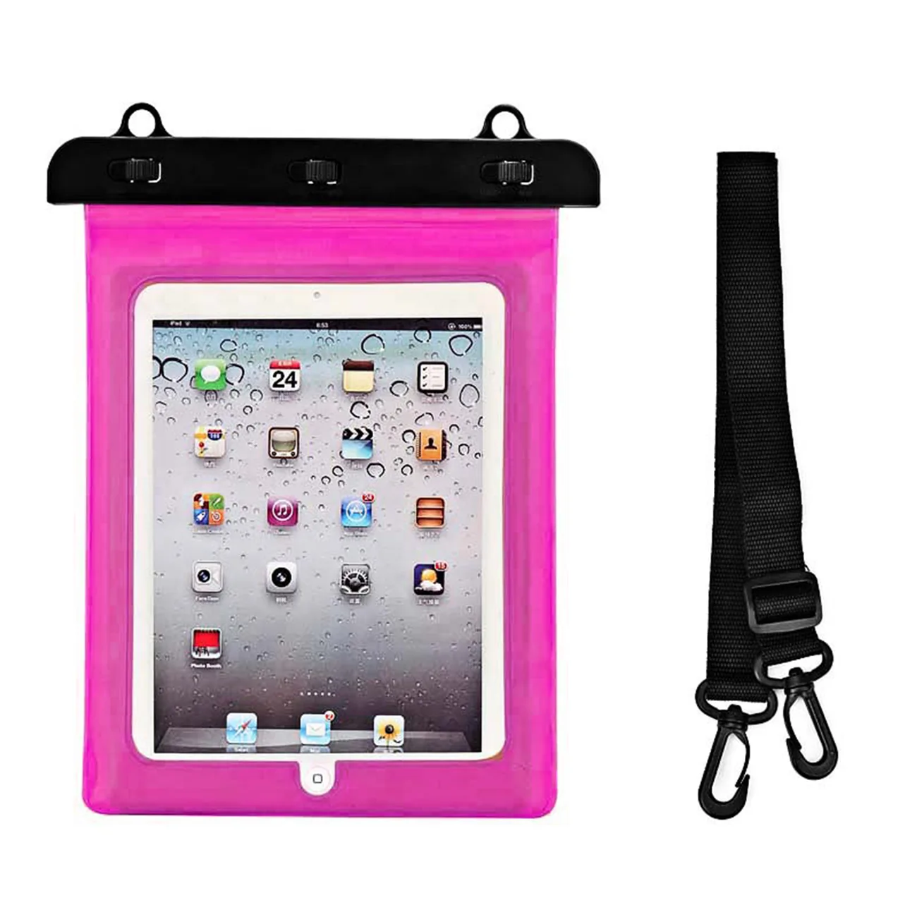 Vízálló PVC tablet tok állítható pánttal Outdoor - rózsaszín
