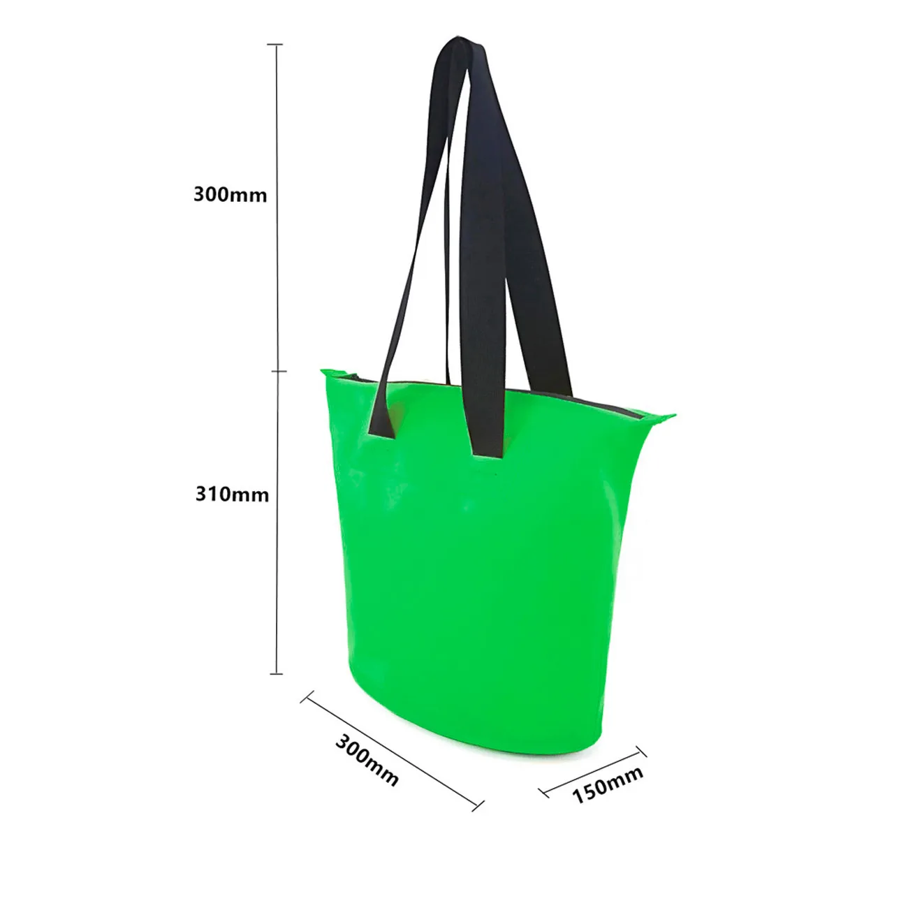 Vízálló PVC strandtáska vállpánttal, 11 l – zöld