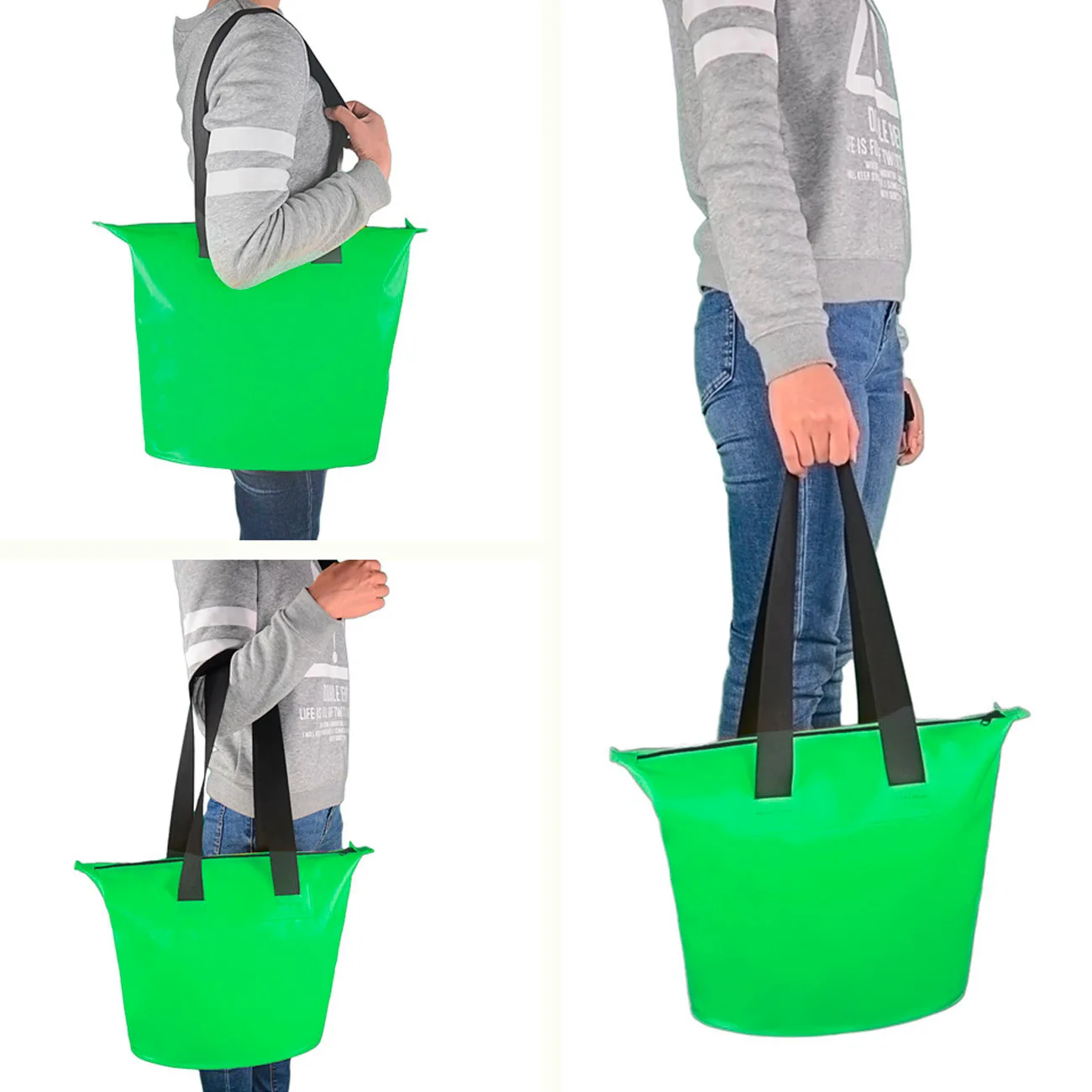 Geantă de plajă impermeabilă din PVC cu curea de umăr, 11 L - verde 4