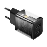 Kompaktni zidni punjač 2x USB 10,5 W, crni 6