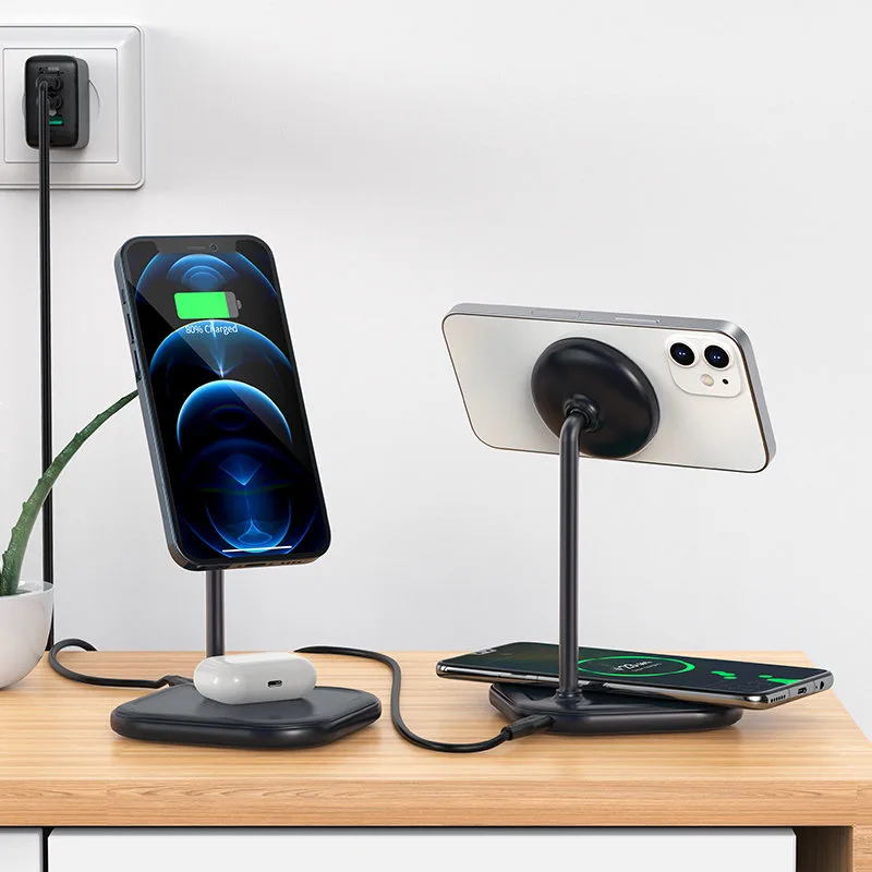 2-u-1 Qi bežični punjač i stalak za iPhone i Apple AirPods E6, crna 8