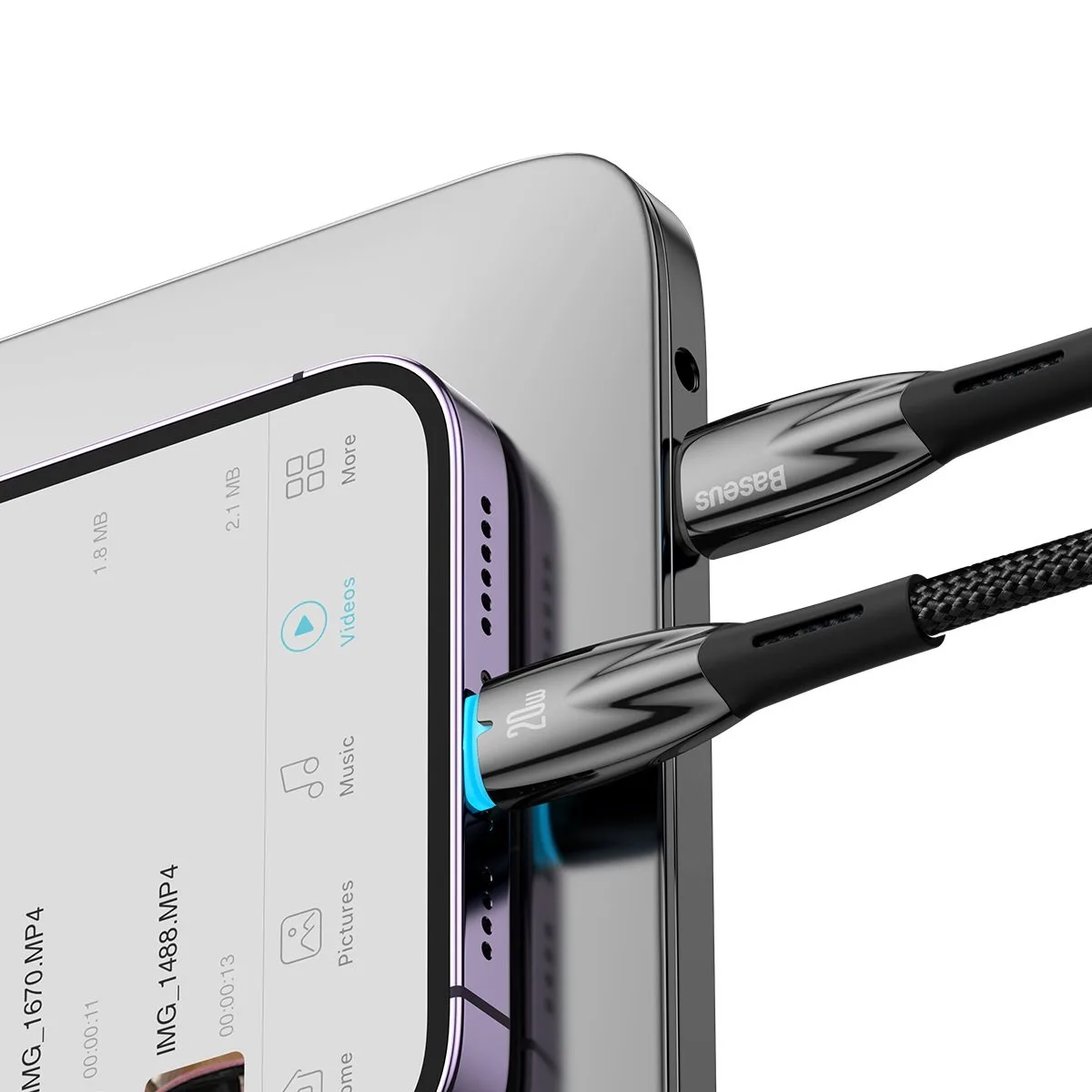 iPhone USB-C – Lightning gyors töltőkábel 480 Mb/s PD 20 W 2 m fekete 10