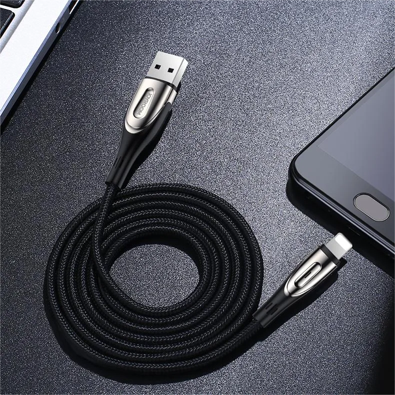 Cablu de încărcare rapidă Sharp Series de 1,2 m, negru, USB-A la Lightning, pentru iPhone 8