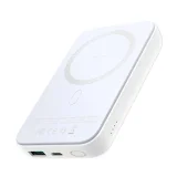 10 000 mAh-s mágneses mini powerbank QC, PD, USB és USB-C csatlakozókkal, fehér