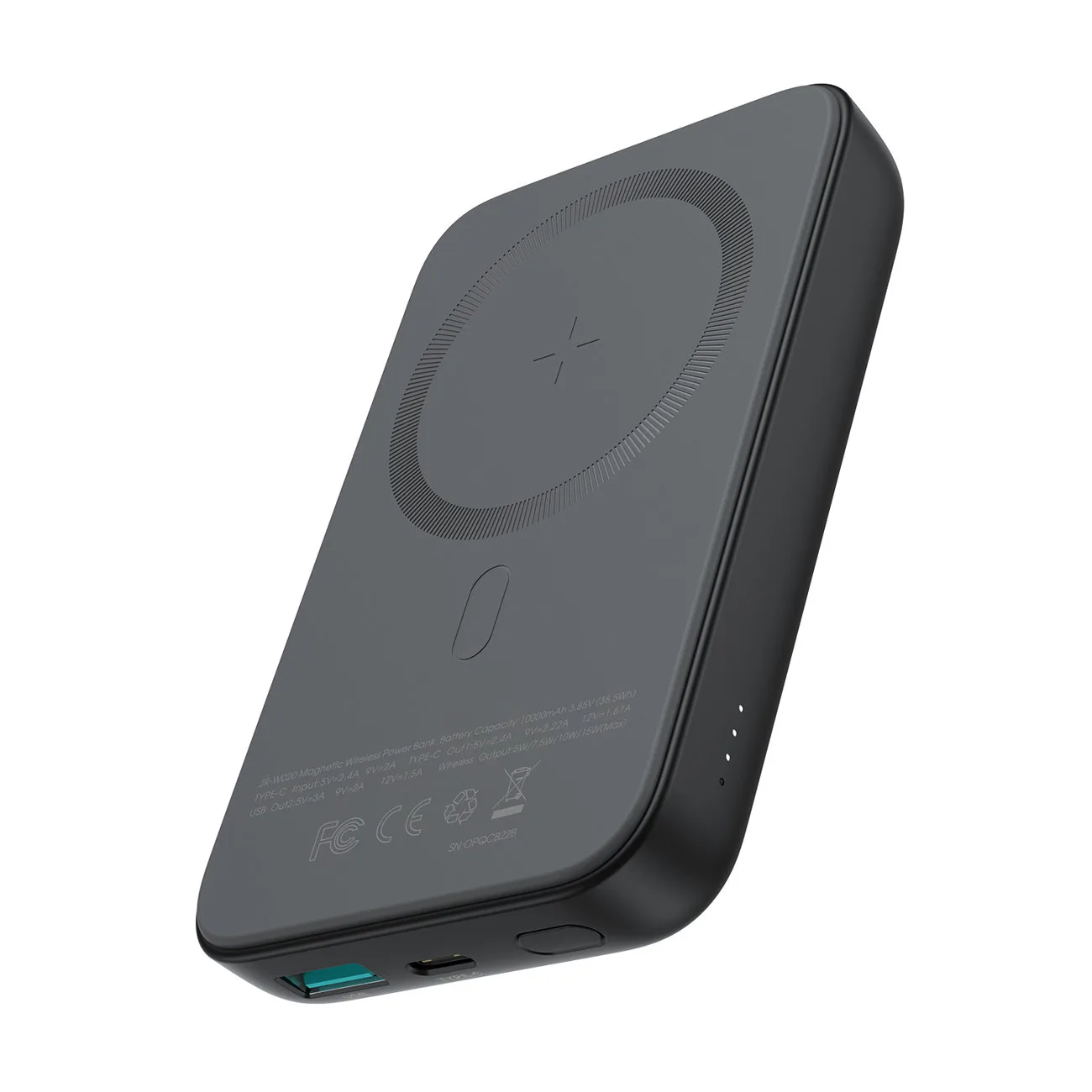 Mini 10000mAh Magnetic Power Bank with QC PD USB and USB-C Chargers, Black 2