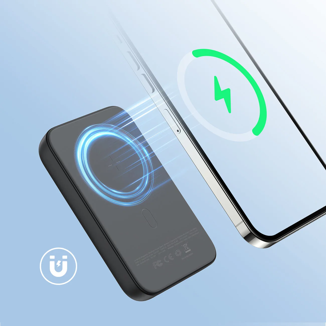Mini 10000mAh Magnetic Power Bank with QC PD USB and USB-C Chargers, Black 3