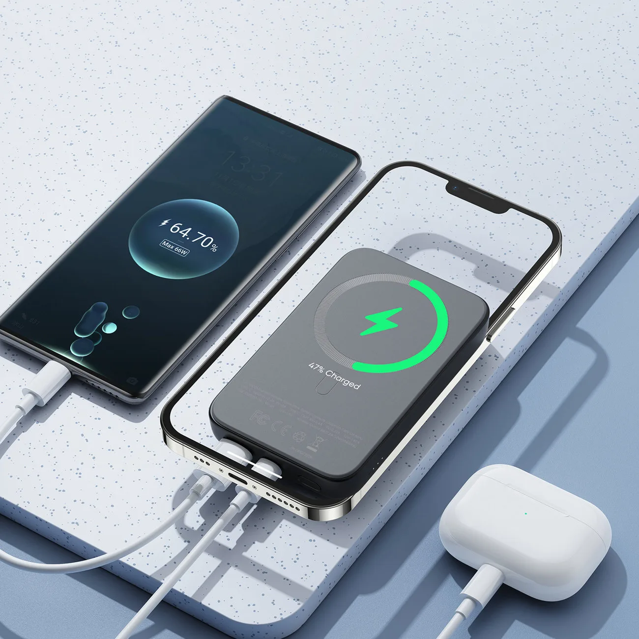 Mini 10000mAh Magnetic Power Bank with QC PD USB and USB-C Chargers, Black 8