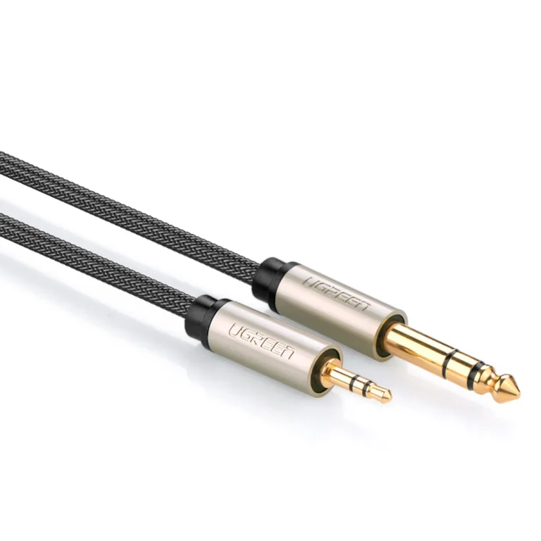 TRS audio adapter kábel: 3,5 mm-es mini jack – 6,35 mm-es jack, 2 m, szürke