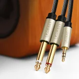 3,5-mm-Miniklinke auf 2x 6,35-mm-Klinke Audio-Splitterkabel, 1 m, grau 10