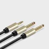 3,5-mm-Miniklinke auf 2x 6,35-mm-Klinke Audio-Splitterkabel, 1 m, grau 6