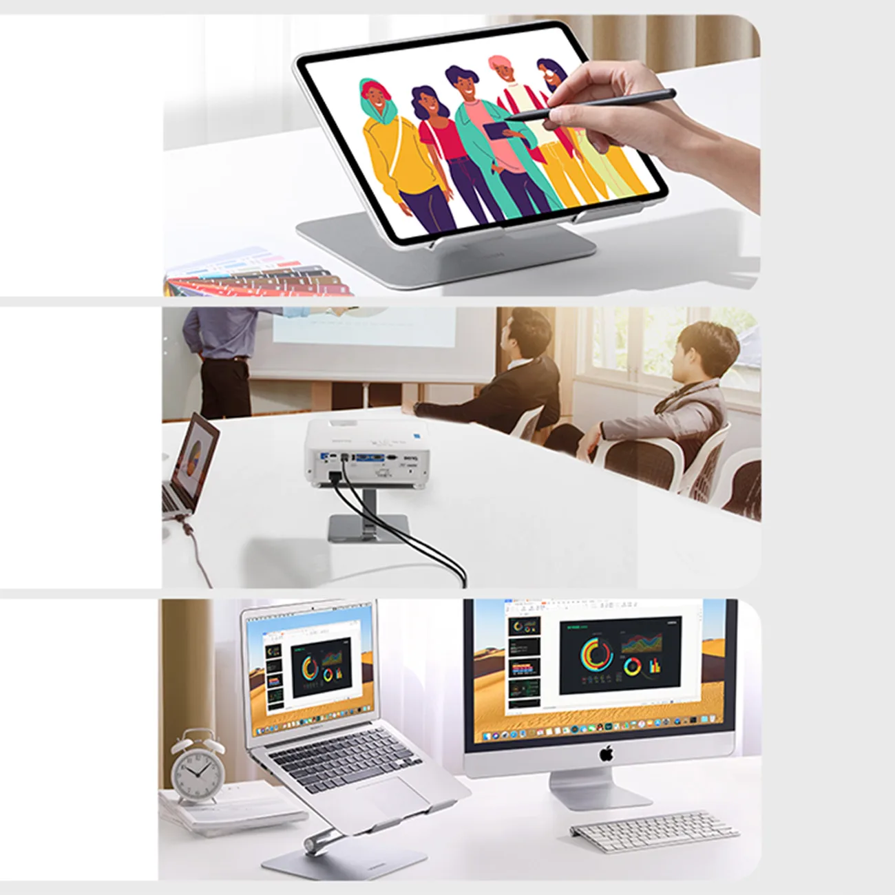 Suport pliabil pentru laptop și tabletă, pentru lucru în picioare, argintiu 9