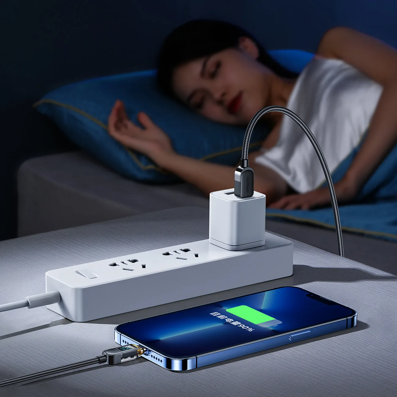 Kabel przewód do iPhone USB-C - Lightning z wyświetlaczem 20W 1.2 m czarny 8