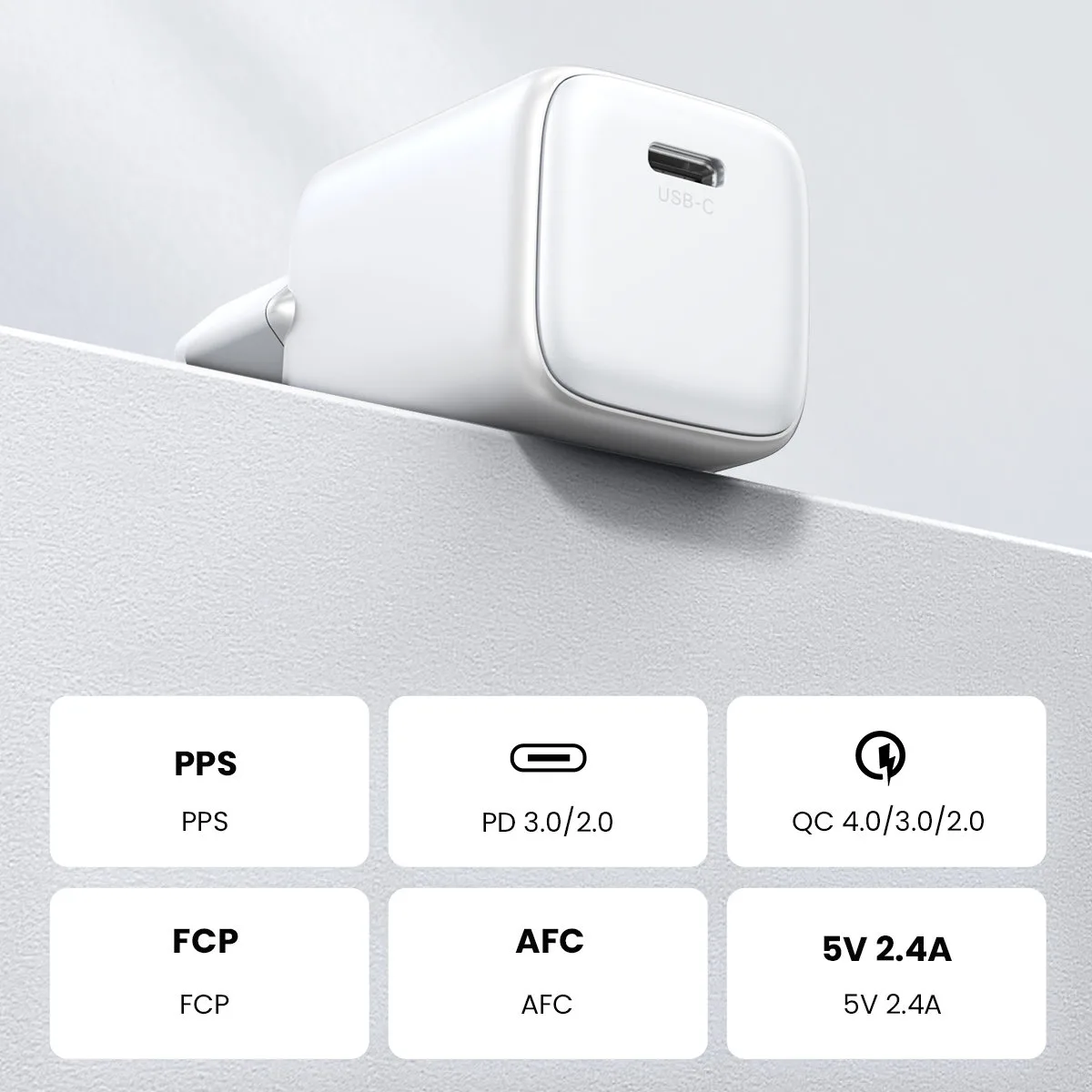 Szybka ładowarka sieciowa GaN 1x USB-C 30W PD Nexode Mini biała 8