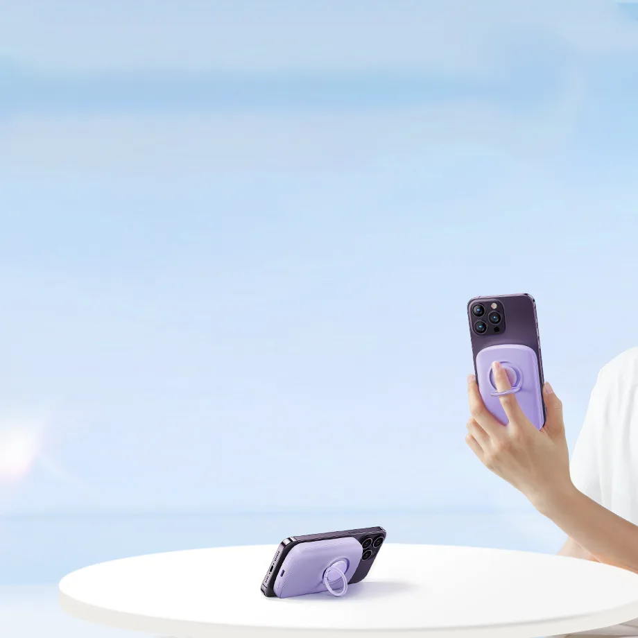 Baterie externă wireless de 6000 mAh cu încărcător inductiv MagSafe de 20 W, violet 4
