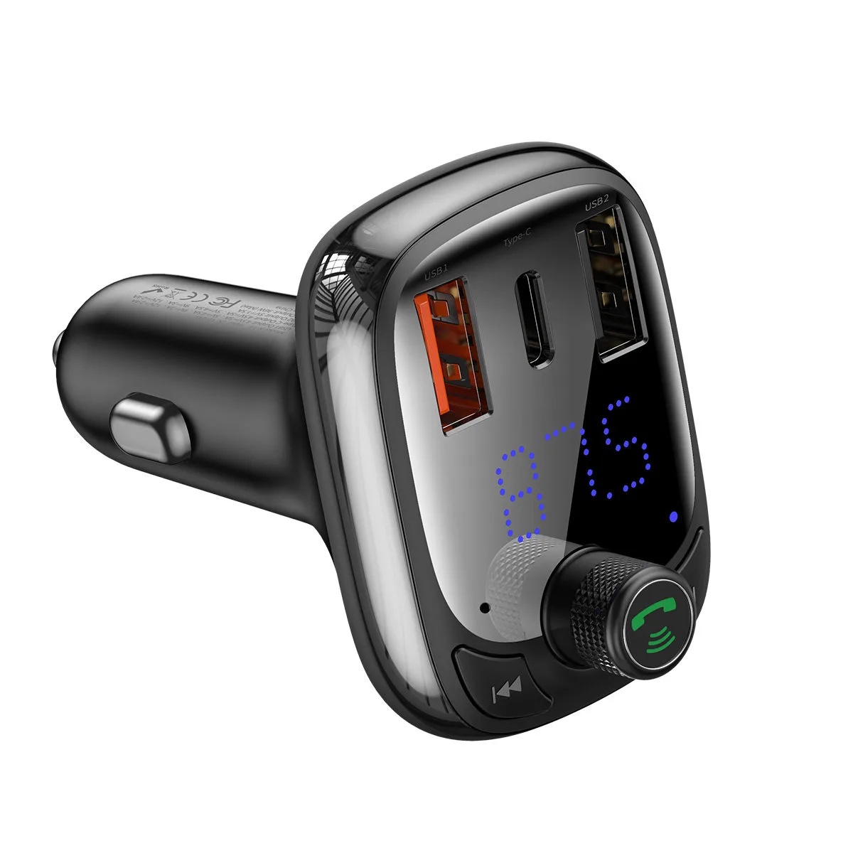 2 az 1-ben Bluetooth-adó + autós töltő S-13 Overseas Edition, fekete