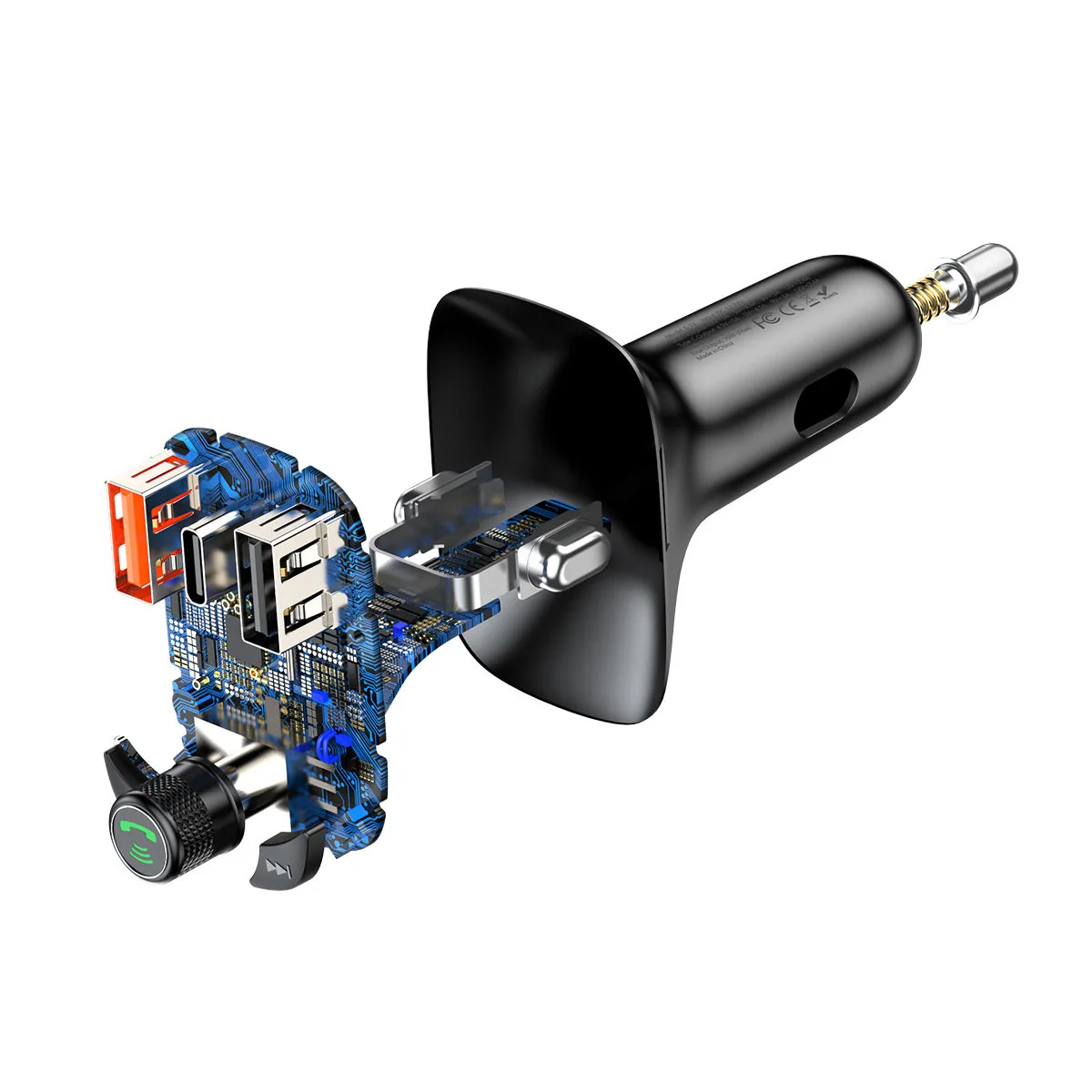 2-u-1 Bluetooth predajnik + punjač za automobil S-13 Overseas Edition, crni 4