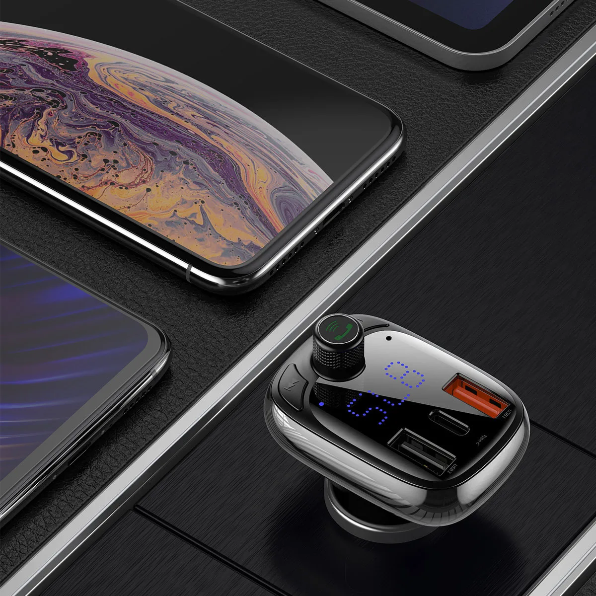 2-u-1 Bluetooth predajnik + punjač za automobil S-13 Overseas Edition, crni 8