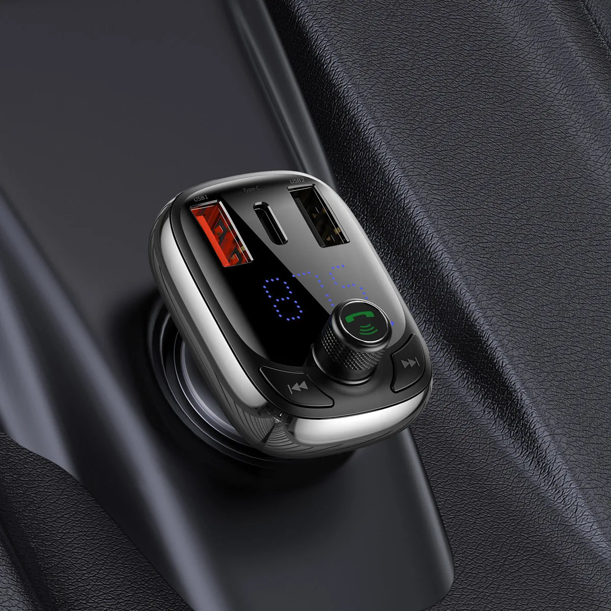 2-u-1 Bluetooth predajnik + punjač za automobil S-13 Overseas Edition, crni 9