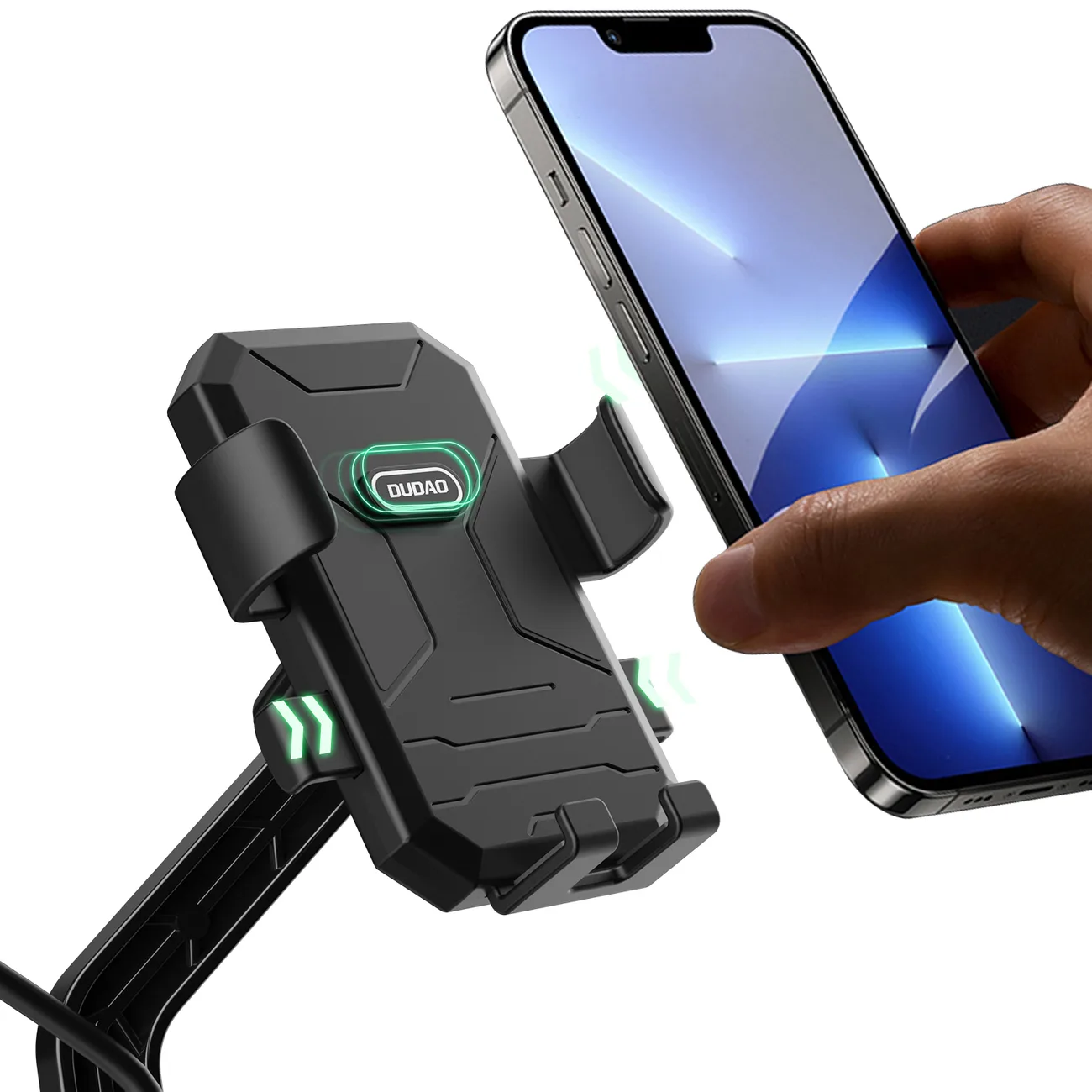 F7C+ fekete motorkerékpár kormányra szerelhető telefon tartó