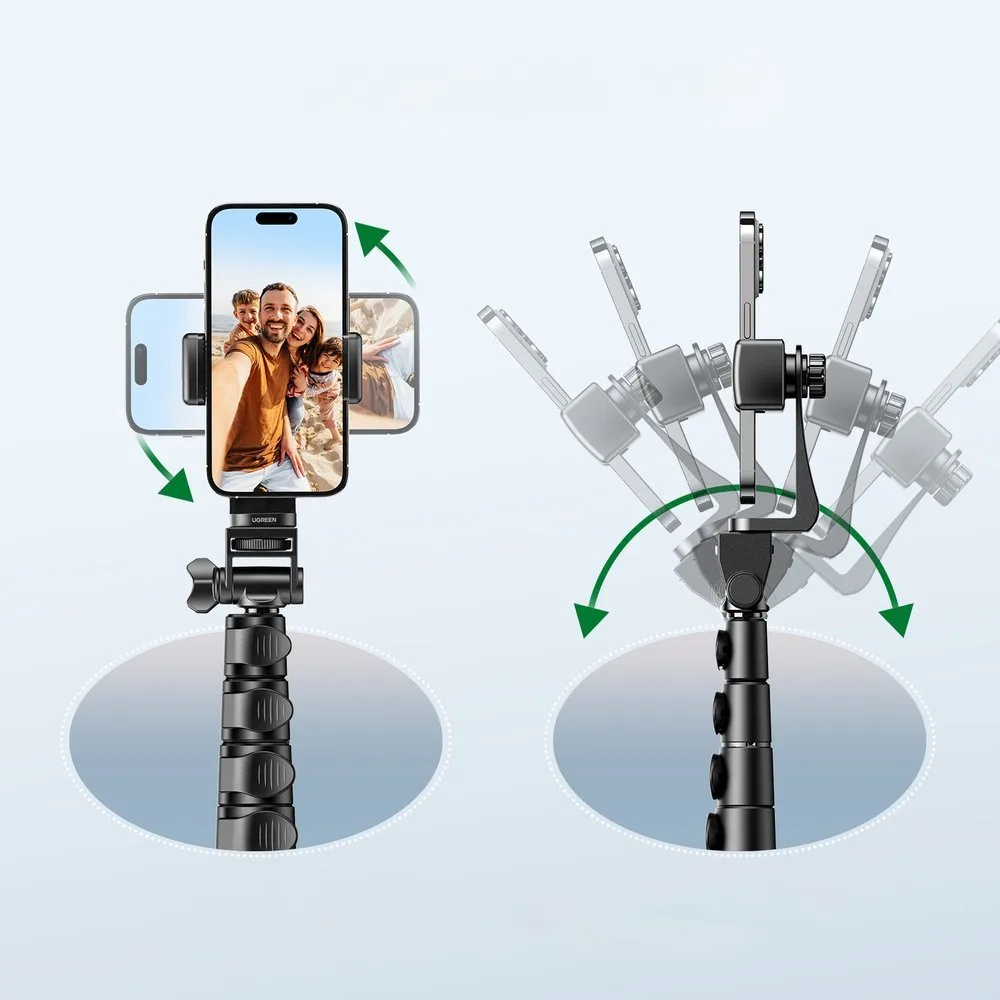 Baston pentru selfie cu suport și telecomandă Bluetooth, baston lung pentru selfie de 1,8 m, negru 11