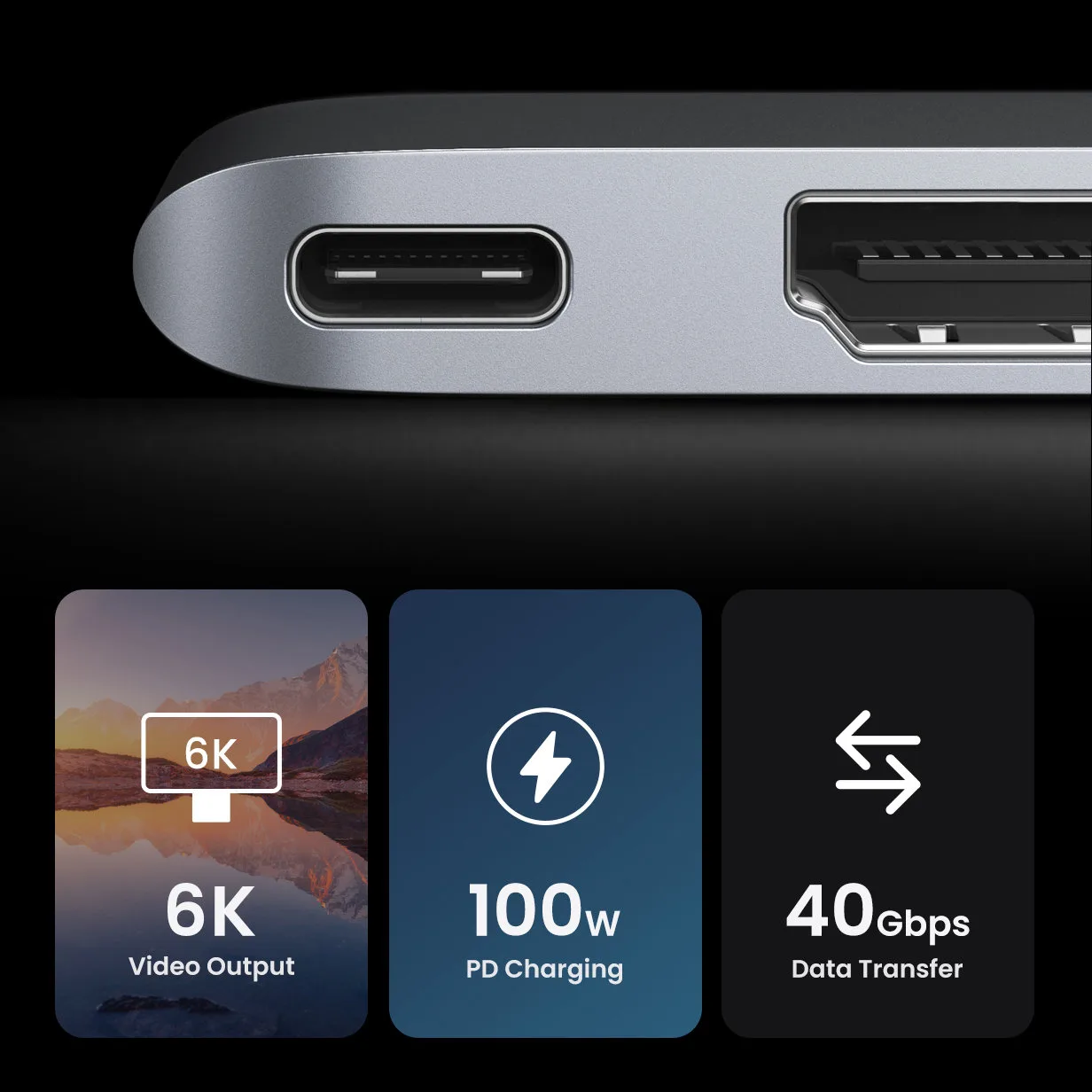 MacBook Air Pro 2x USB-C HDMI 2x USB 3.0 SD TF PD Port Hub, Grau 7