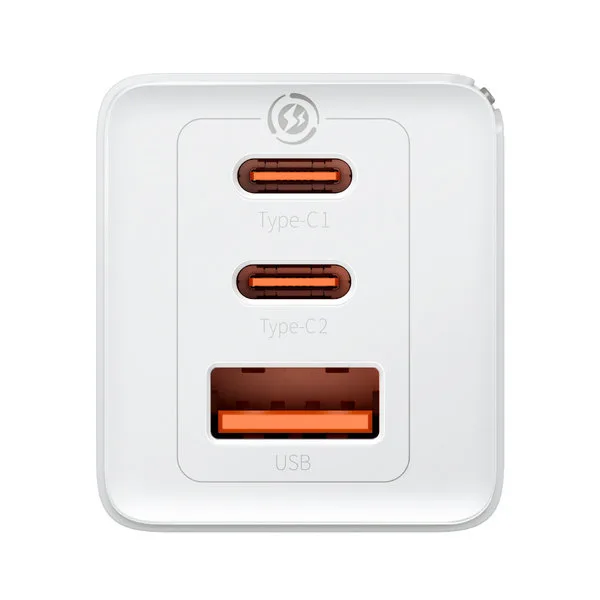 GaN 65W Fast Charger with 2x USB-C Ports + White USB-C Cable 4