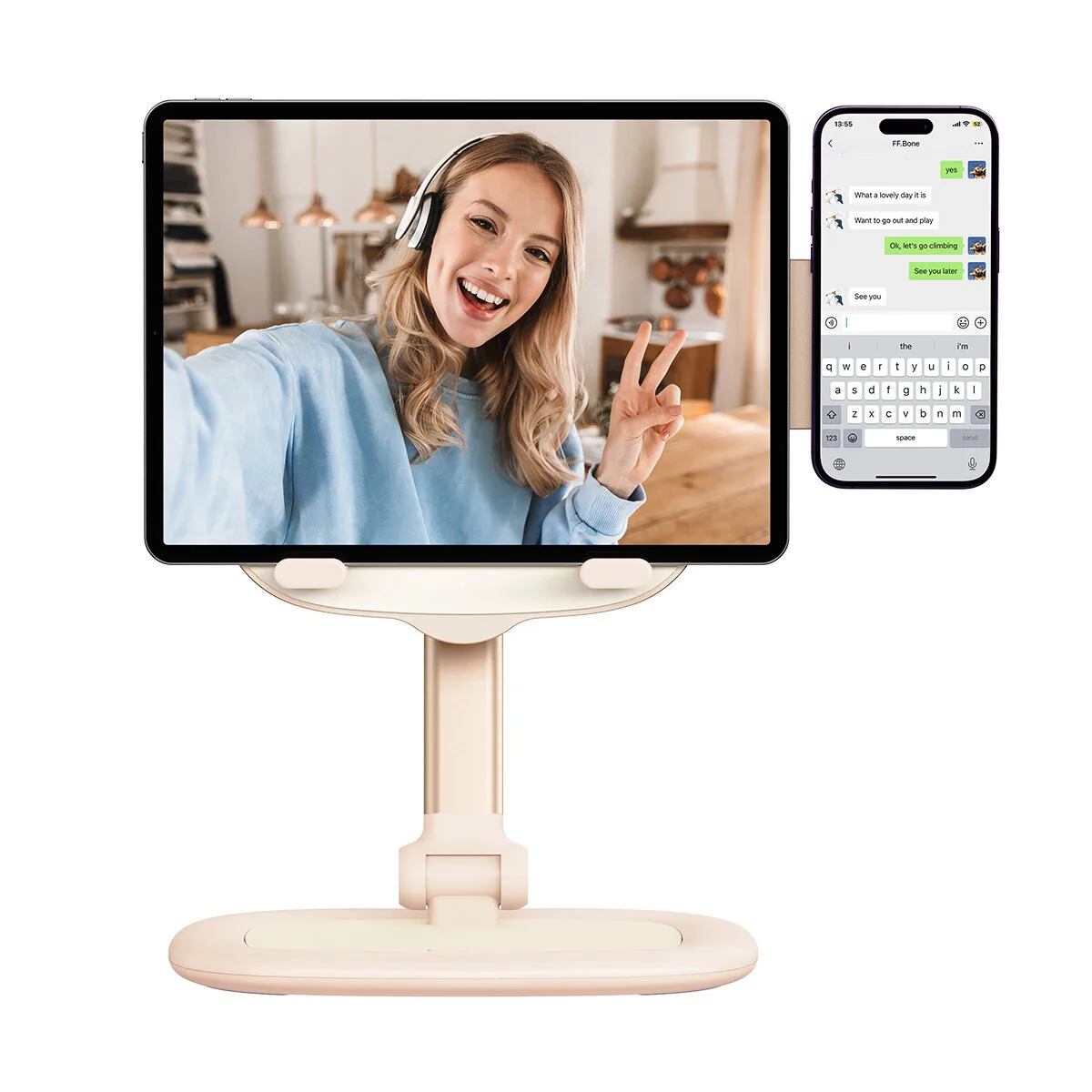 Adjustable Seashell Series Tablet and Phone Stand, Pink 4