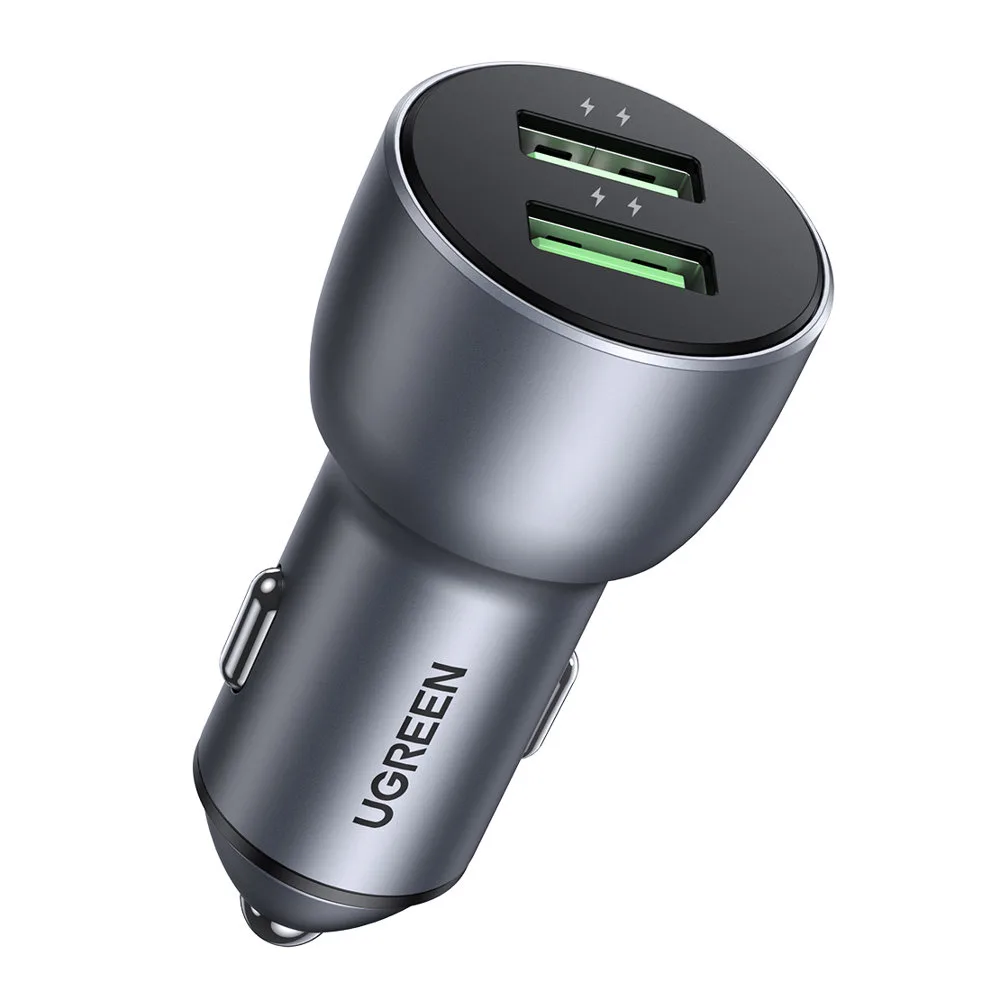 2x USB 36 W-os Quick Charge SCP FCP AFC autós töltő, szürke