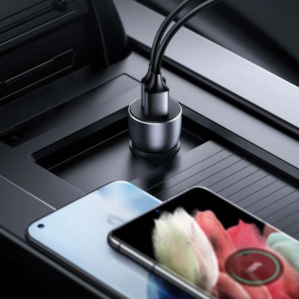 2x USB 36W brzi punjač za automobil SCP FCP AFC, sivi 5