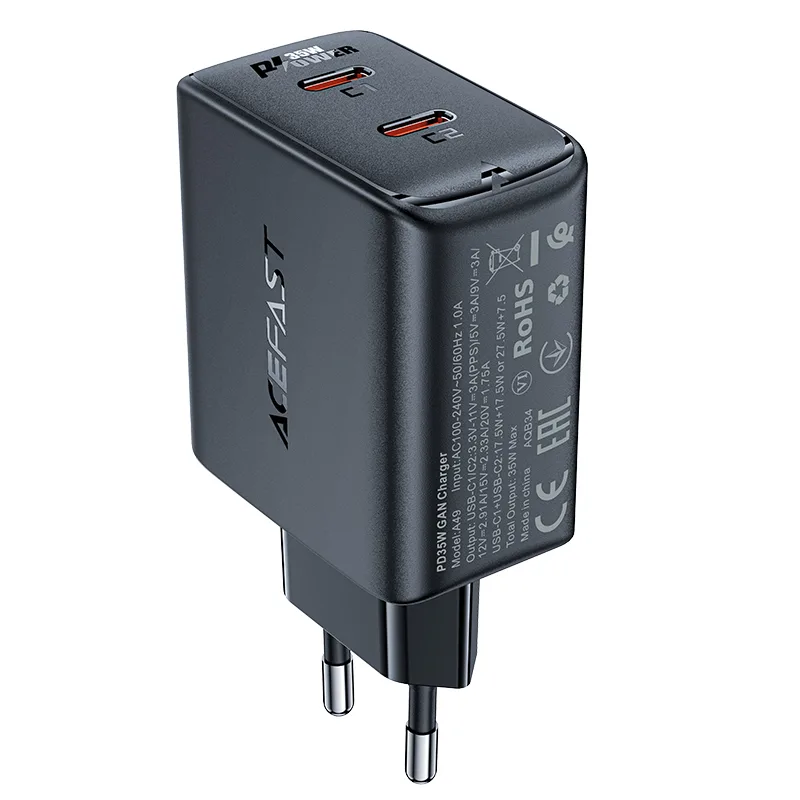 Szybka ładowarka sieciowa GaN 35W PD 2x USB-C czarna 2