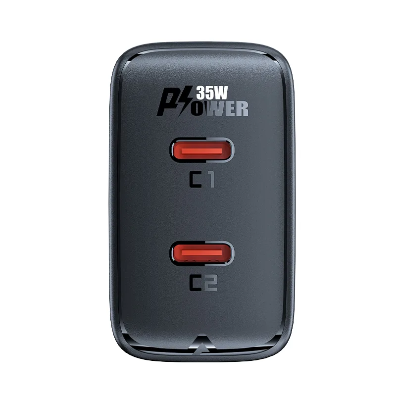 Szybka ładowarka sieciowa GaN 35W PD 2x USB-C czarna 4