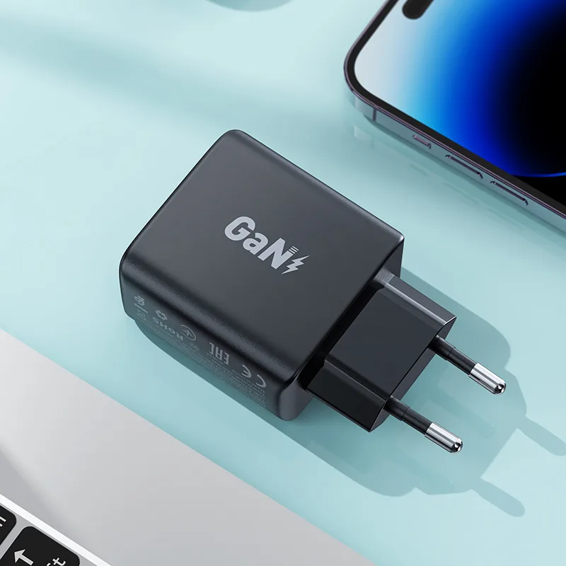 Szybka ładowarka sieciowa GaN 35W PD 2x USB-C czarna 6
