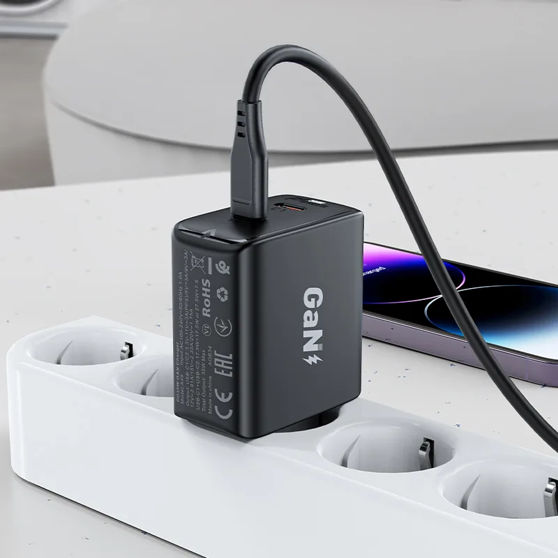 Szybka ładowarka sieciowa GaN 35W PD 2x USB-C czarna 7