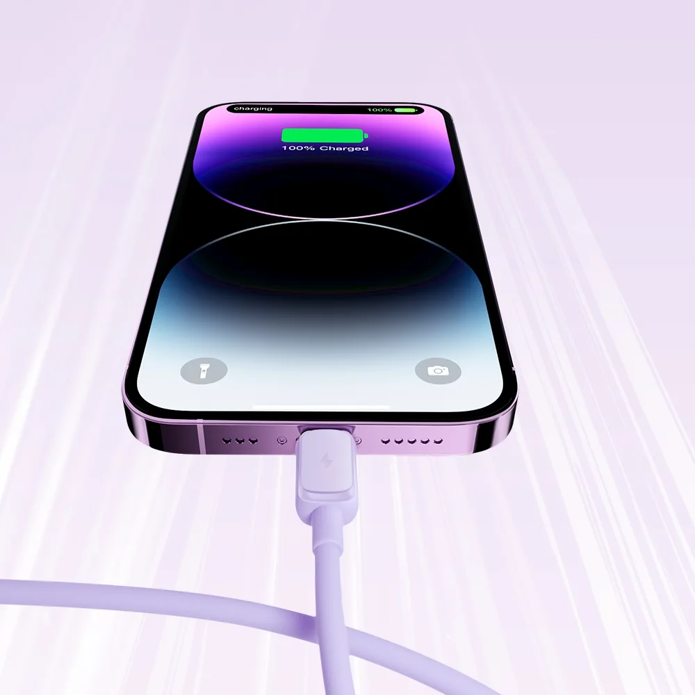 Kabel przewód do iPhone USB-A - Lightning 2.4A 1.2m fioletowy 11