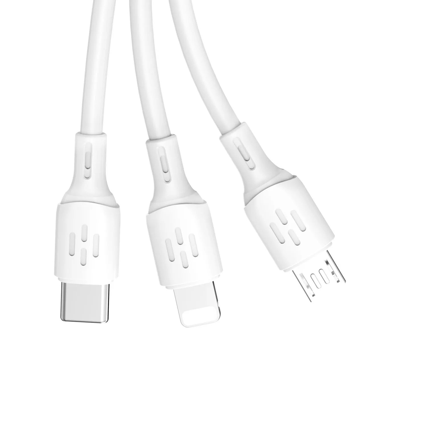 3w1 Kabel przewód USB-A do USB-C micro USB iPhone Lightning 480Mb/s 1.2m biały 2