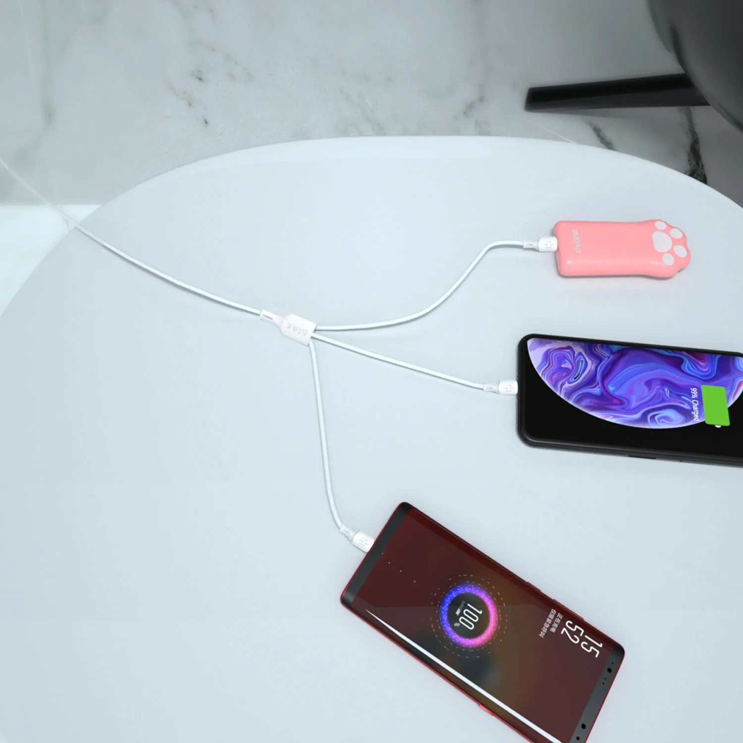 3w1 Kabel przewód USB-A do USB-C micro USB iPhone Lightning 480Mb/s 1.2m biały 4