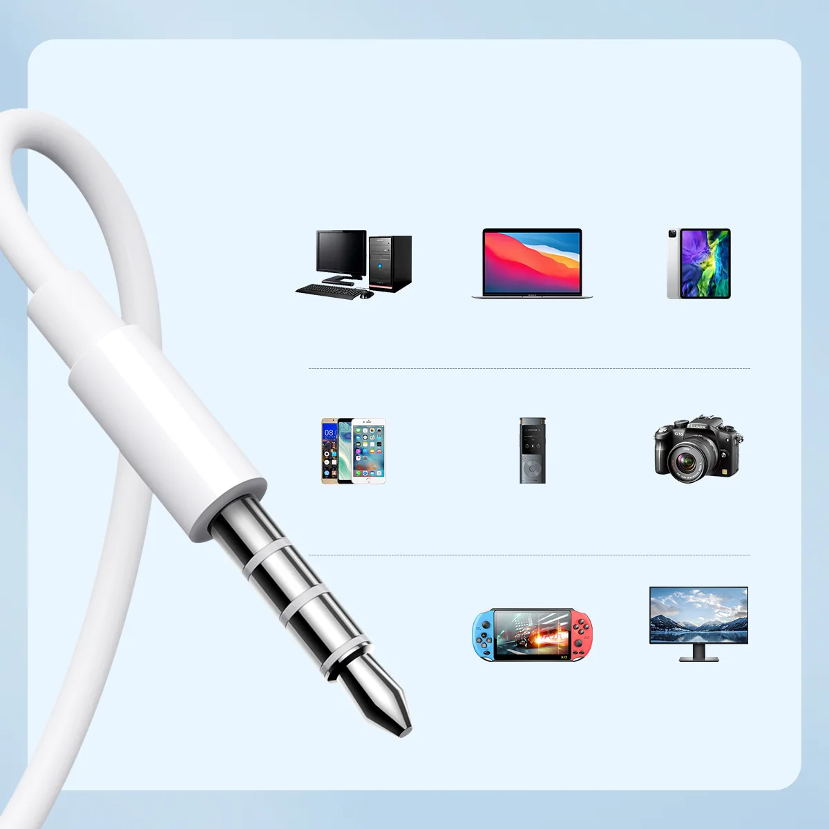 Wired in-ear headphones with 3.5mm mini jack and remote control, white 9