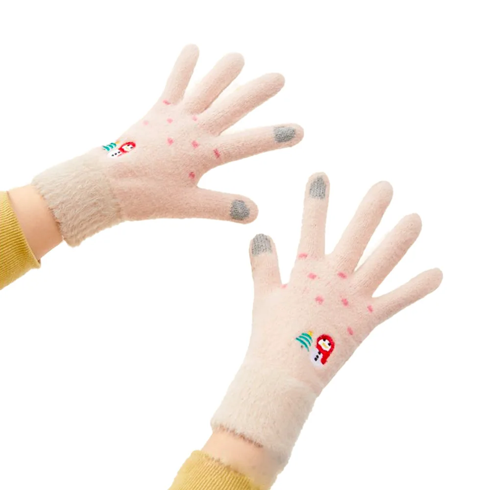 Meleg, érintőképernyő-kompatibilis téli kesztyű nőknek, bézs