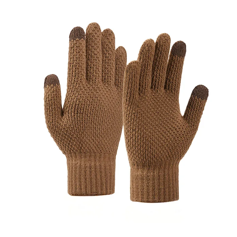 Érintőképernyős téli kesztyű telefonokhoz, 22x11 cm, unisex, barna
