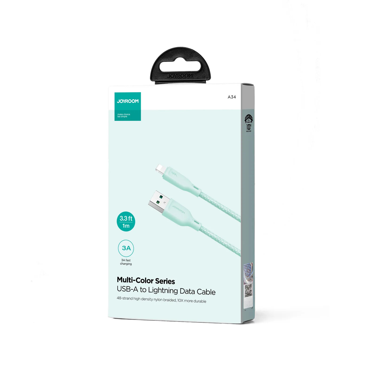 Cablu iPhone seria multicolor USB-A la Lightning 3A 1 m verde 4